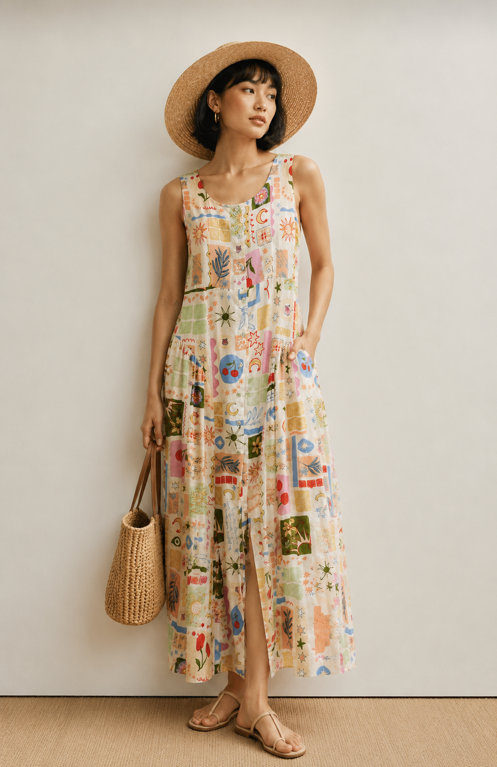 Summer postcard linen dress
