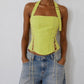 Linen Bustier Top in lime green
