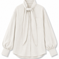 Long collar linen shirt in cement white