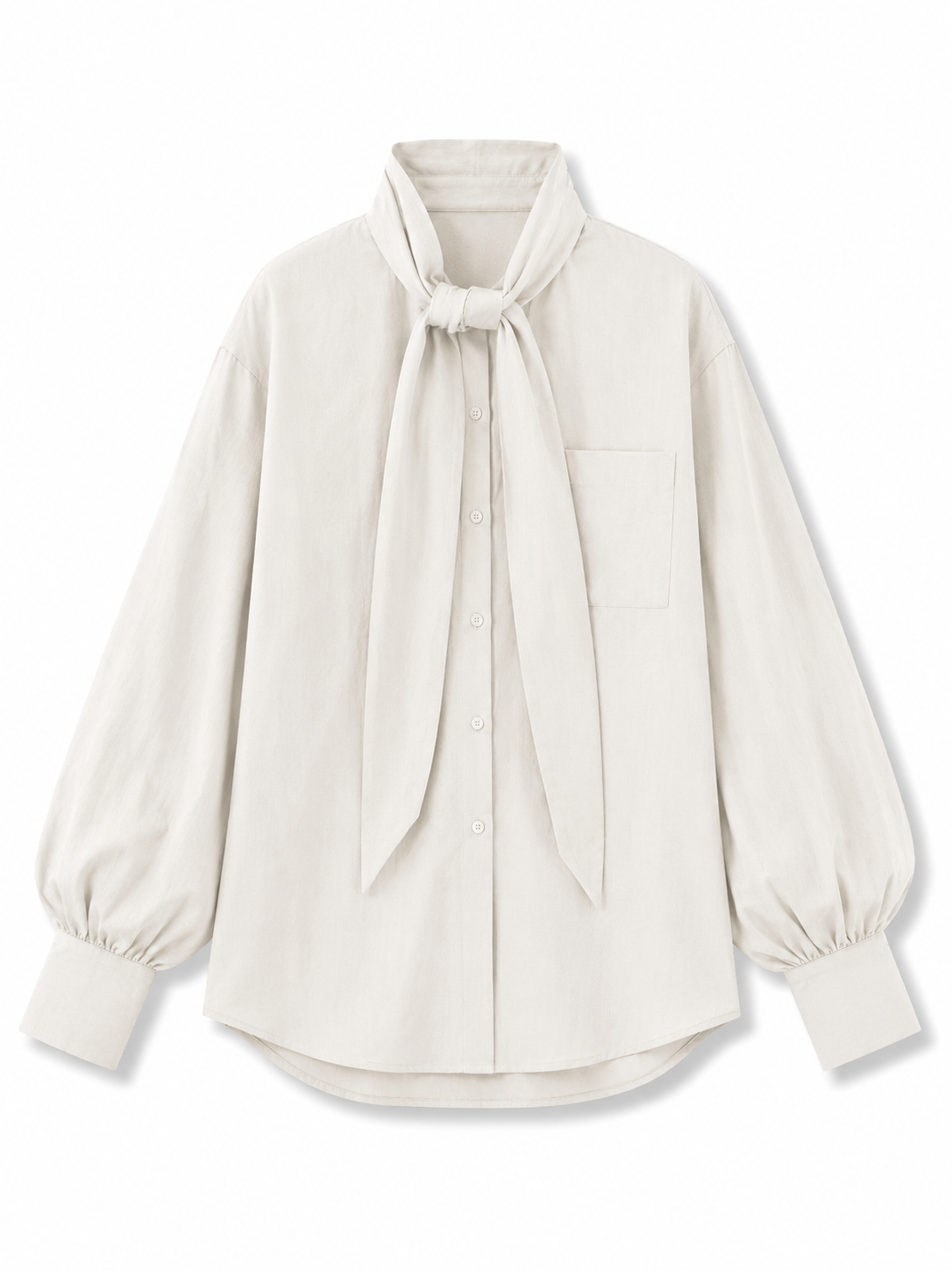 Long collar linen shirt in cement white