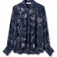 Long collar printed blouse