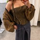 Brown Khaki Bustier Top