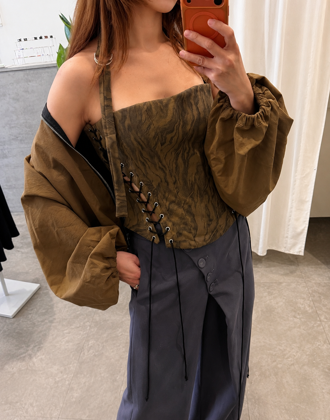 Brown Khaki Bustier Top