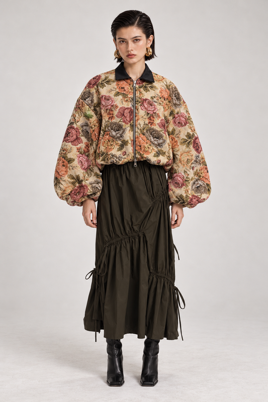 Tapestry Floral Bomber Jacket