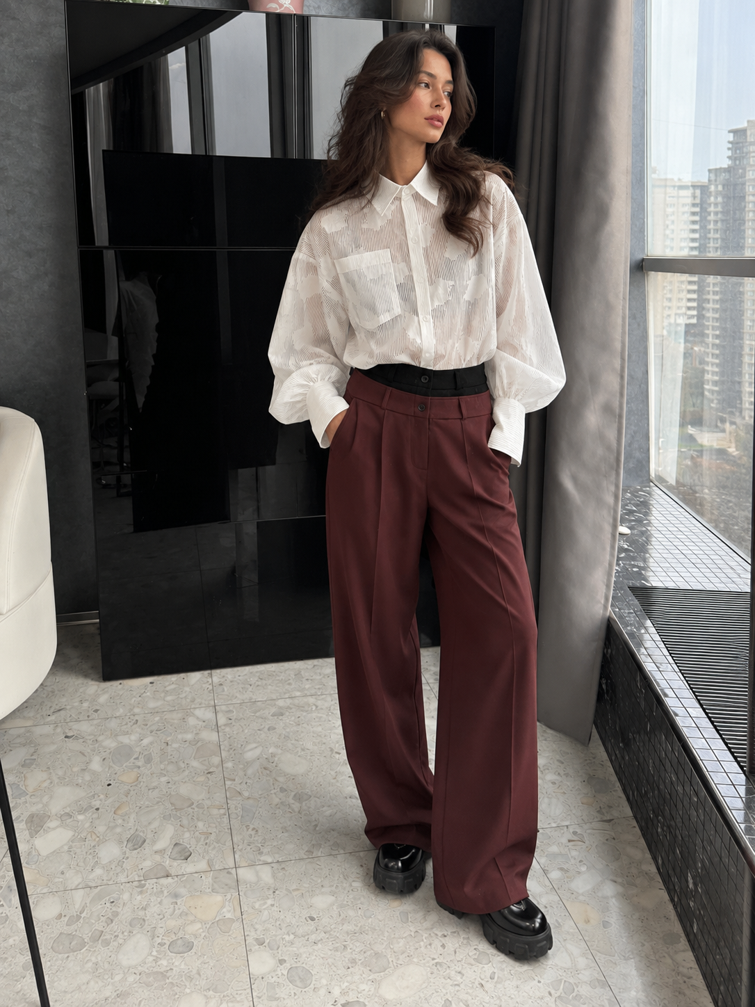 White floral cotton shirt