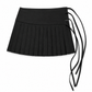 Pleated wrap mini skirt in black