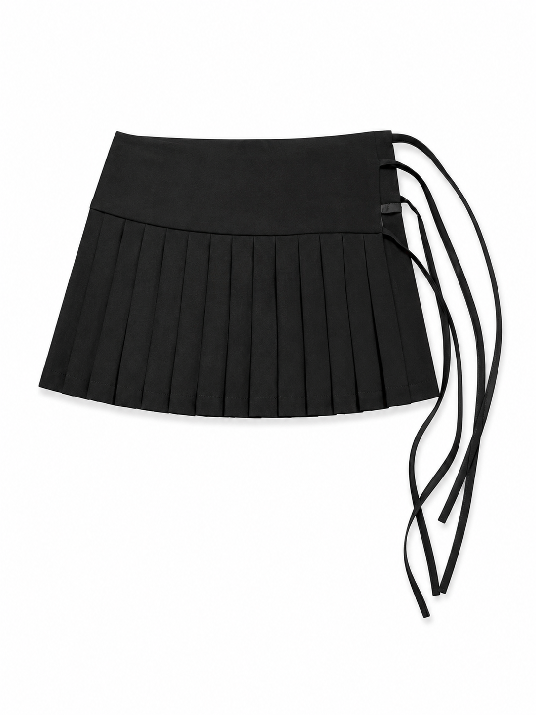 Pleated wrap mini skirt in black