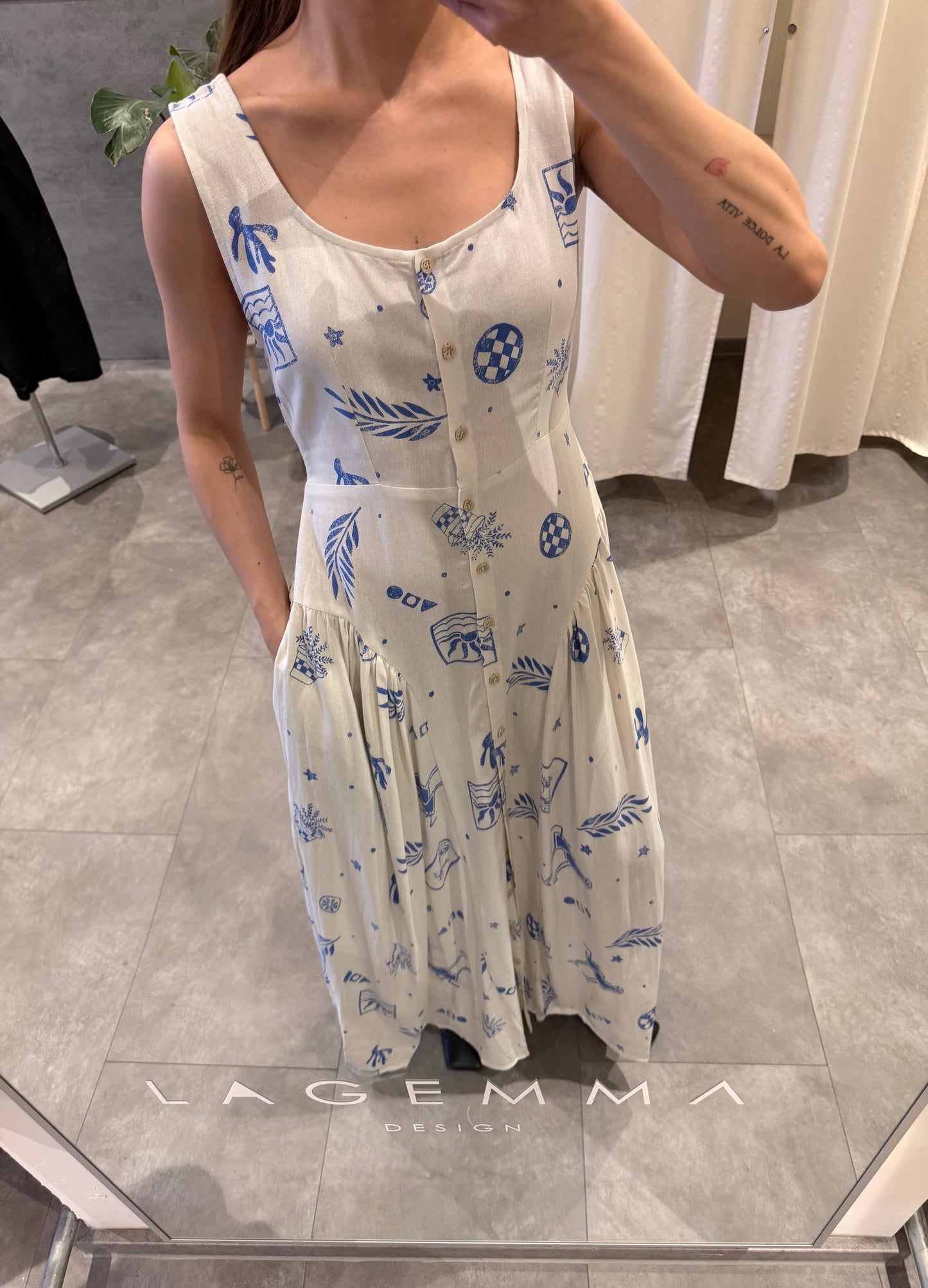 Azure sketch linen dress