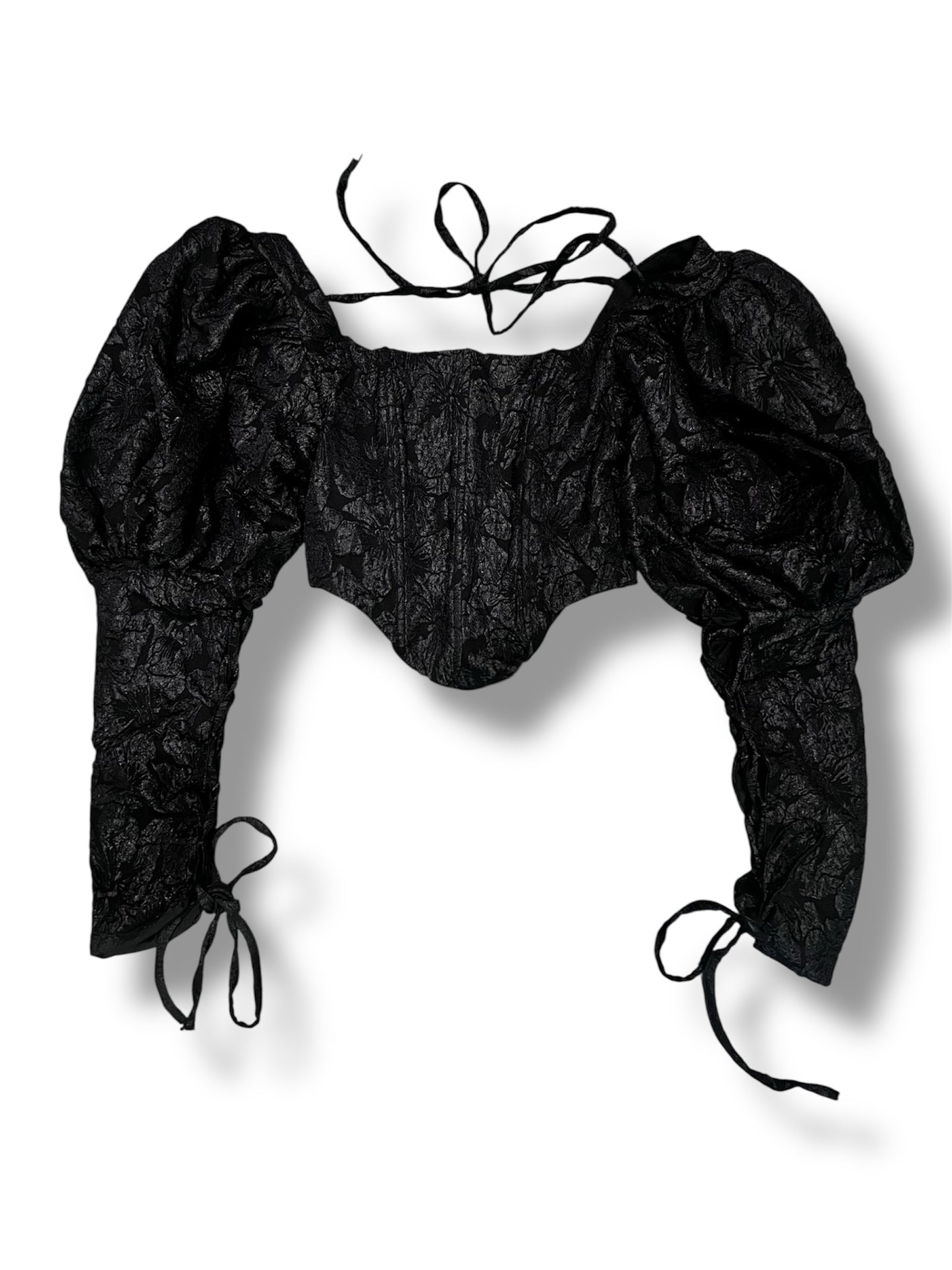 Structured Elegance Corset Top – Black Brocade