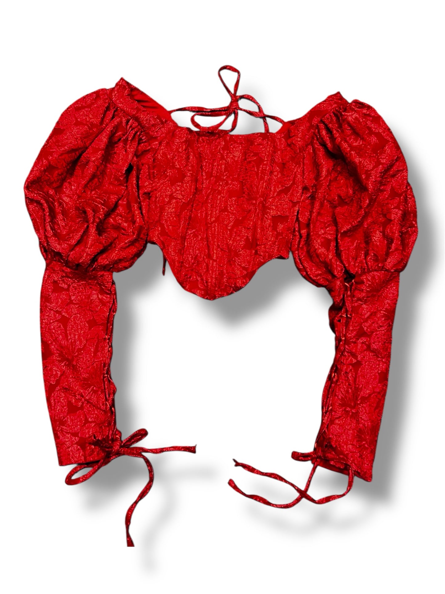 Red Structured Elegance Corset Top