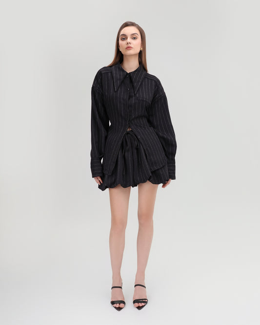 Pinstripe Wide-Shoulder Shirt