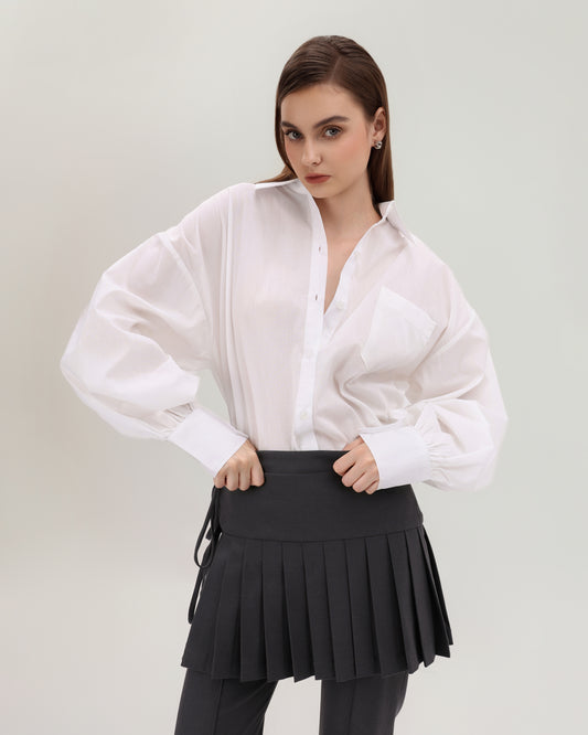 Charcoal Pleated Wrap Skirt