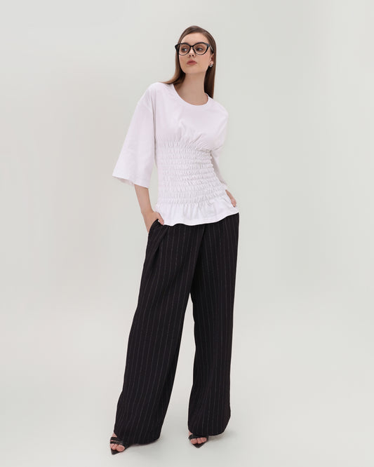 White Smocked Cotton Top