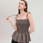Tartan Peplum Smocked Top