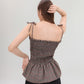 Tartan Peplum Smocked Top
