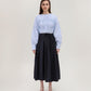 Wrap Pleated Skirt in navy