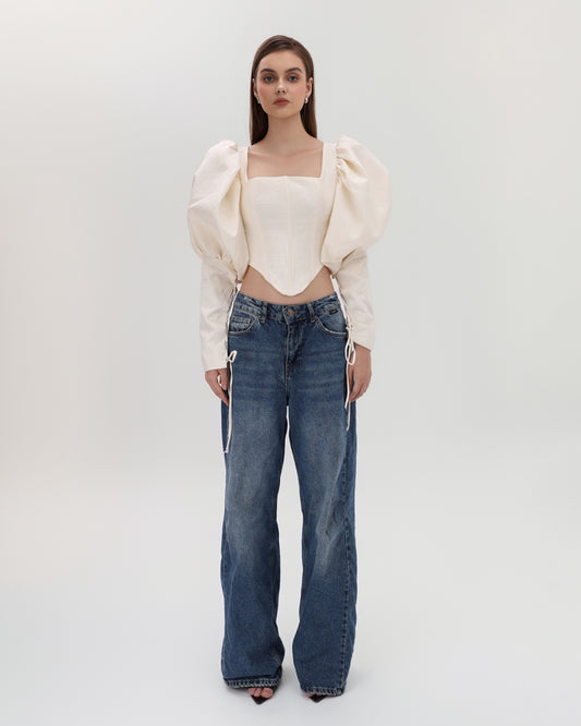 Structured Elegance Corset Top – Ivory