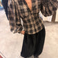 Plaid Cut-out shirt