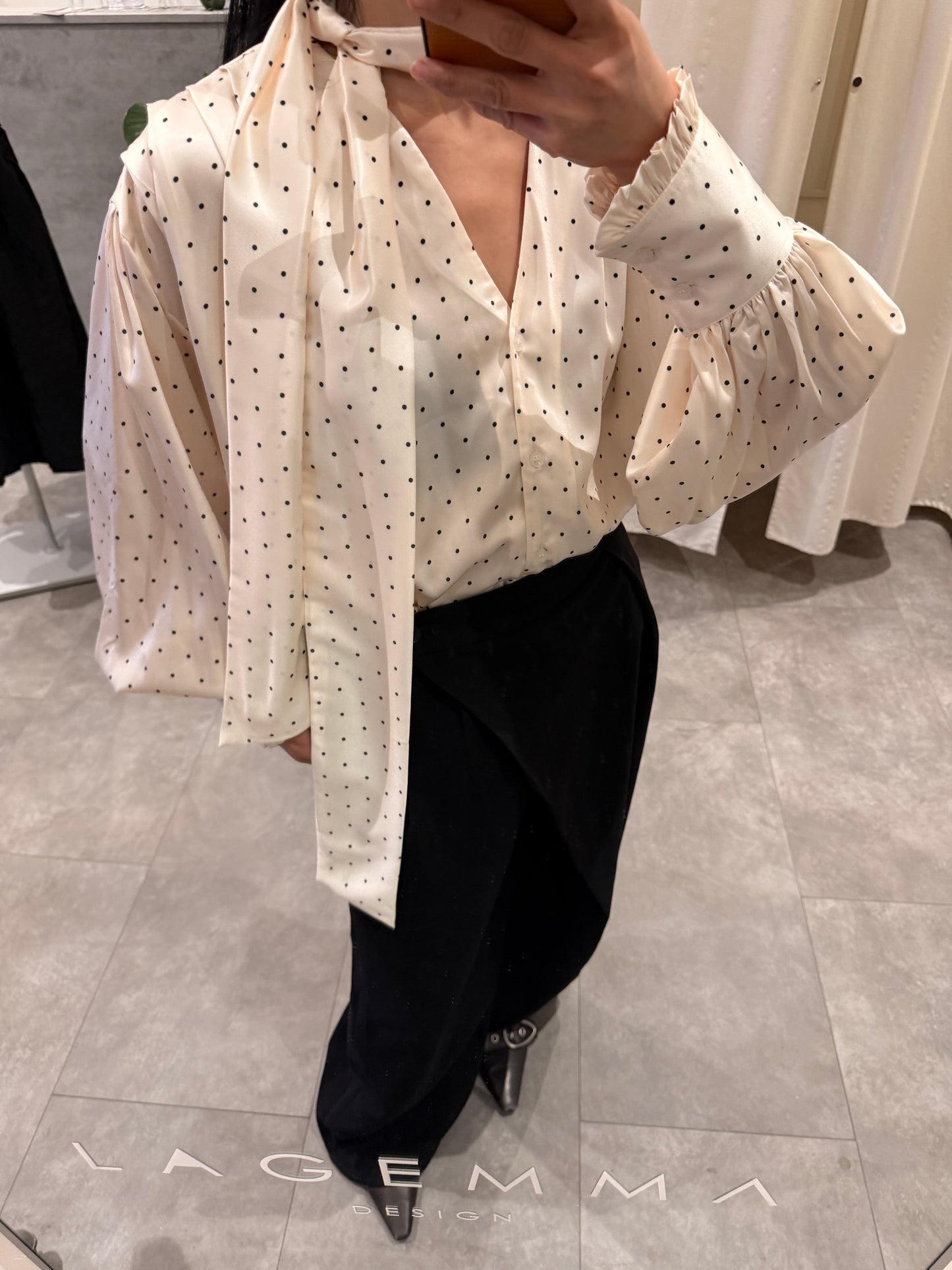 Polka Dot Scarf Blouse