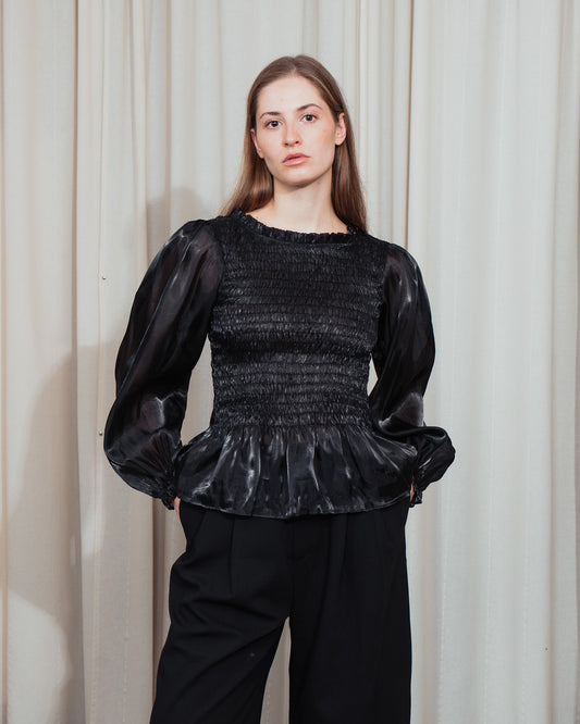 Smocked Organza Blouse