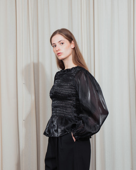 Smocked Organza Blouse