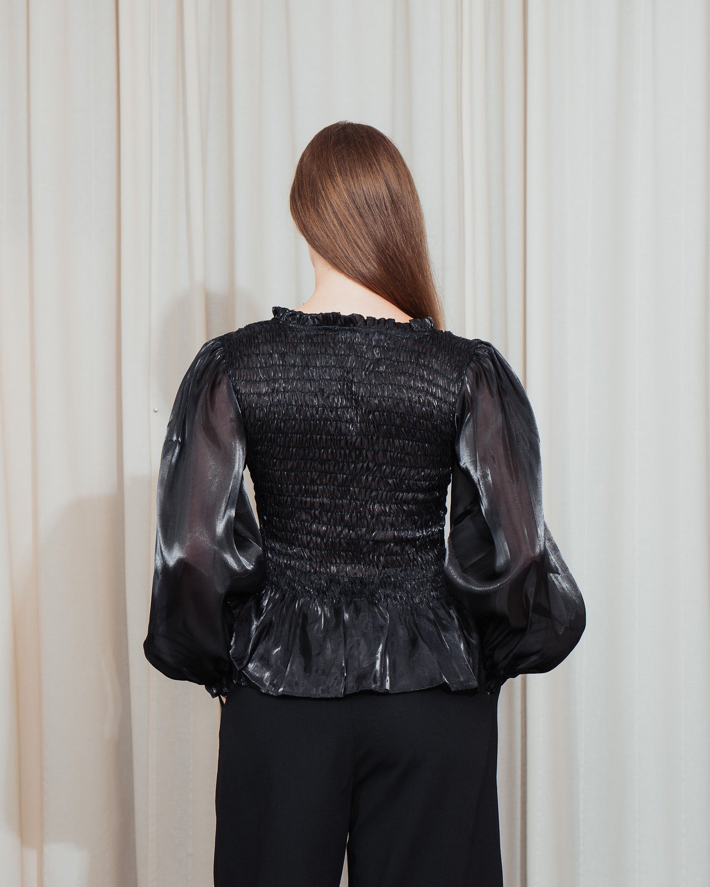 Smocked Organza Blouse