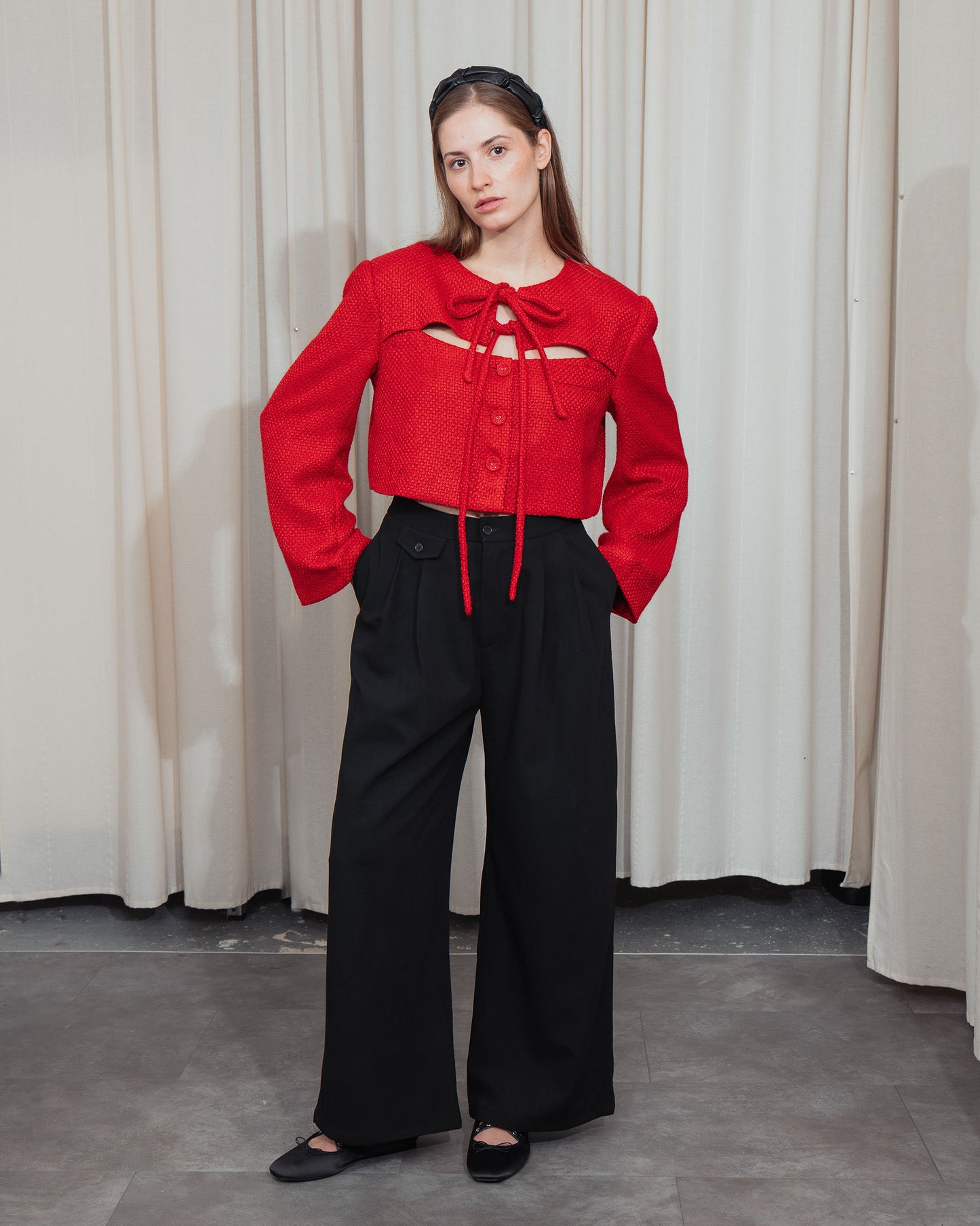 Red tweed Cut-Out Blazer