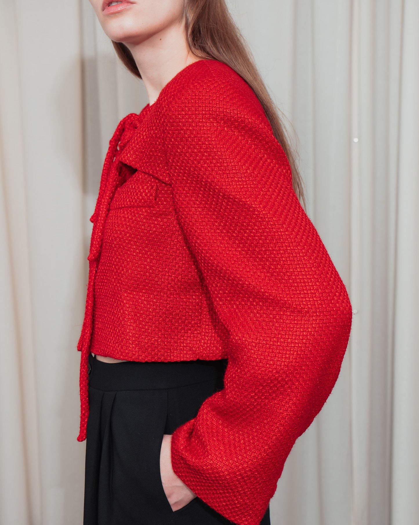 Red tweed Cut-Out Blazer