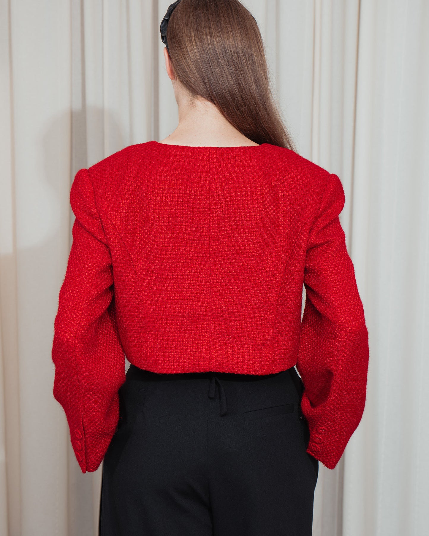Red tweed Cut-Out Blazer