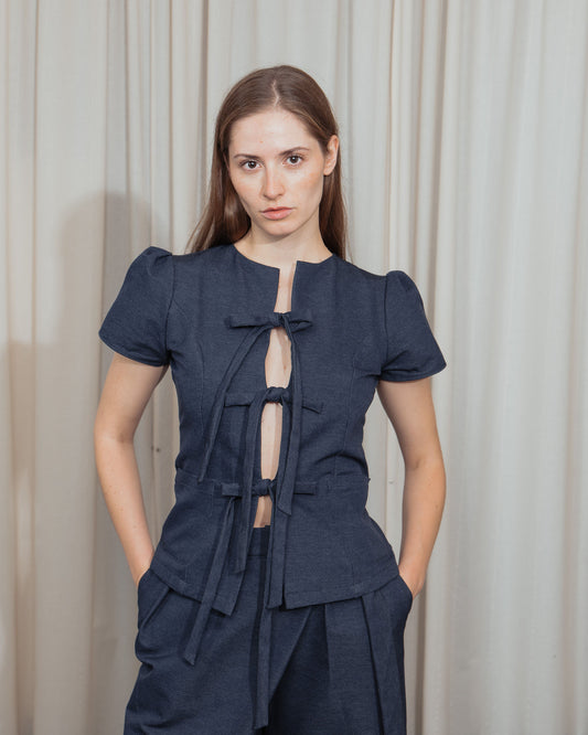 Denim Bow Top