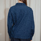 Two Tones Flower Denim Wrap Shirt
