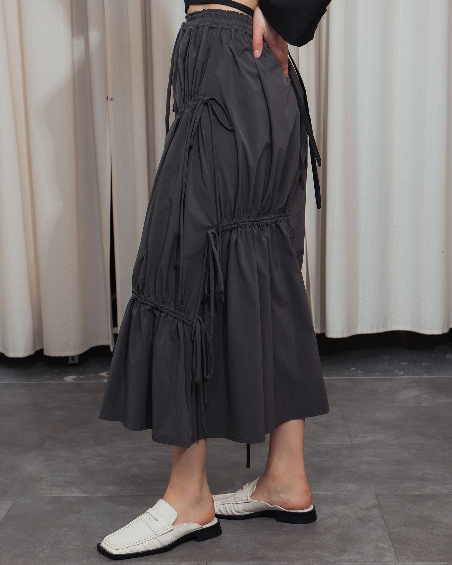 Drawstrings Skirt in grey