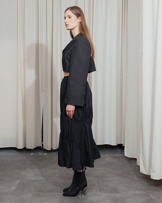 Cropped boxy Blazer in charcoal grey