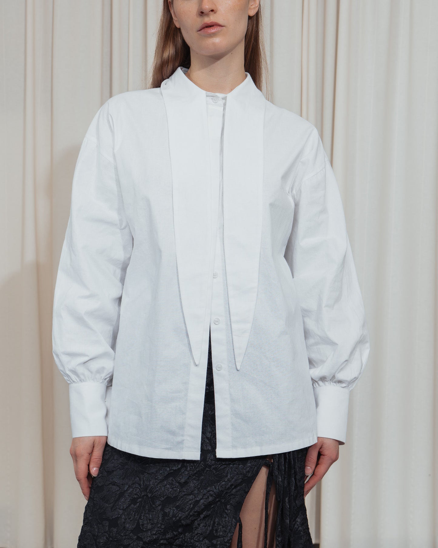 Long collar linen shirt