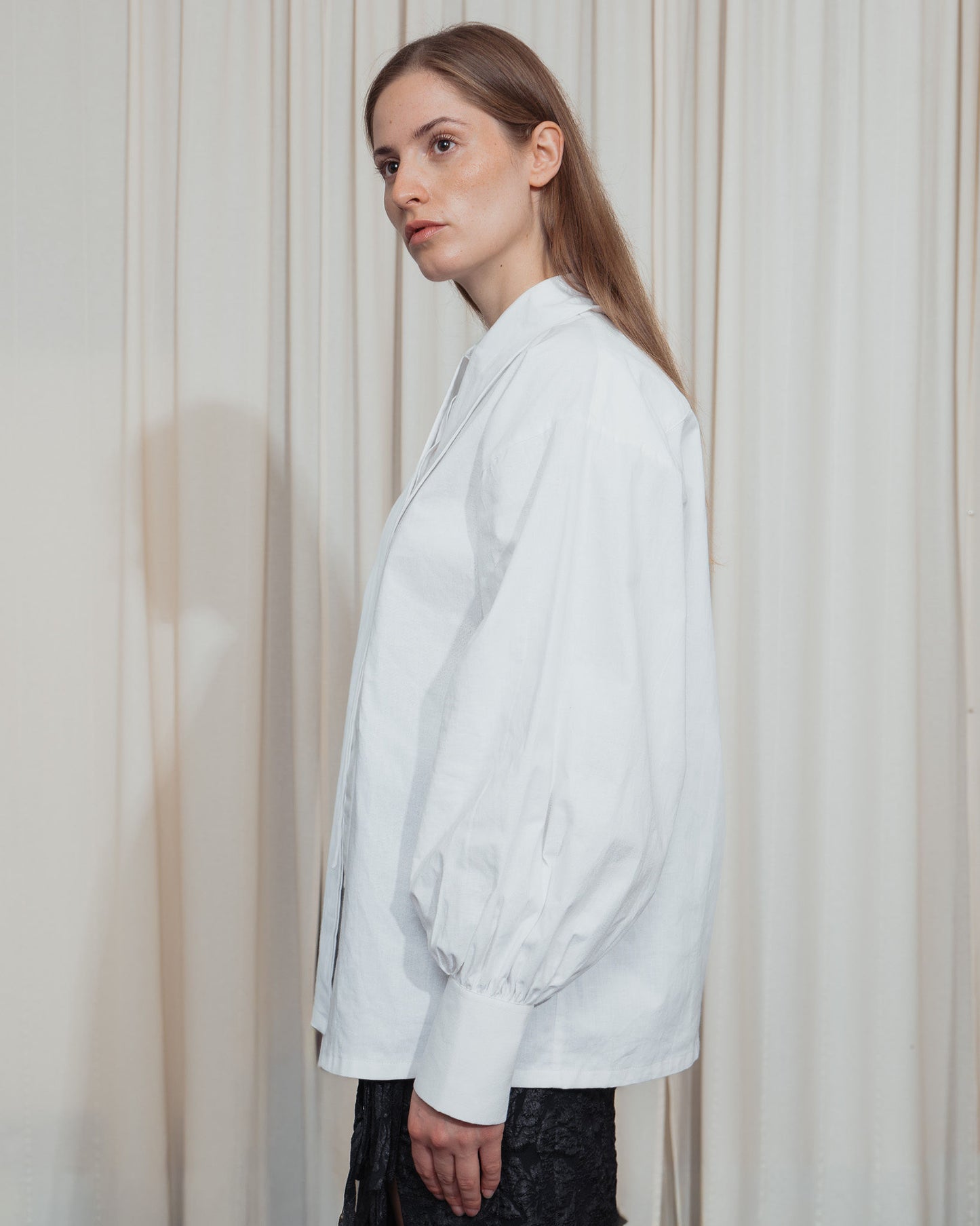 Long collar linen shirt