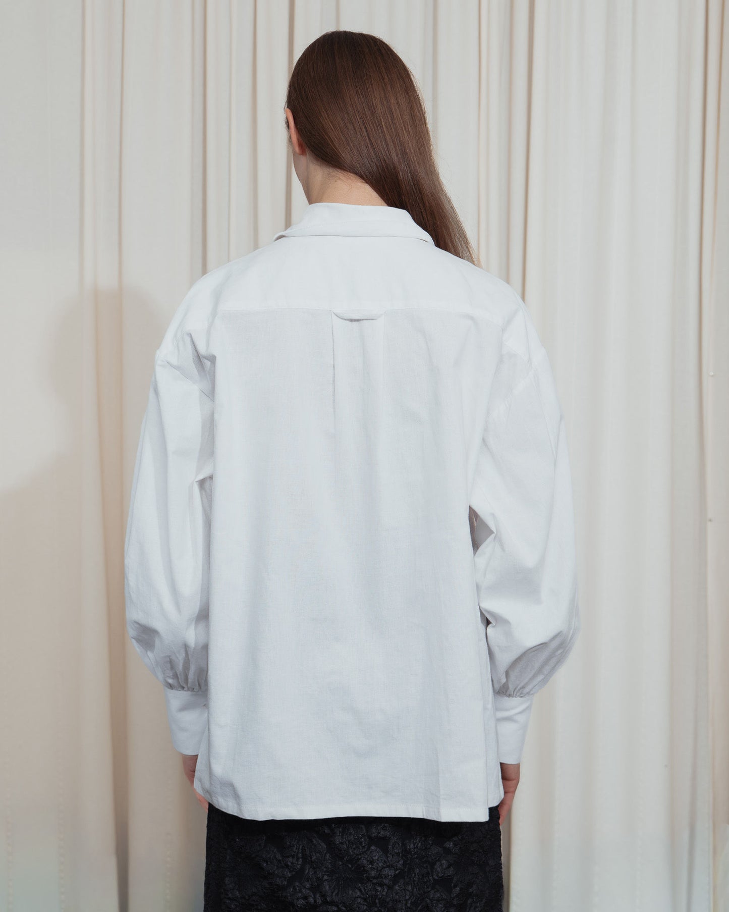 Long collar linen shirt