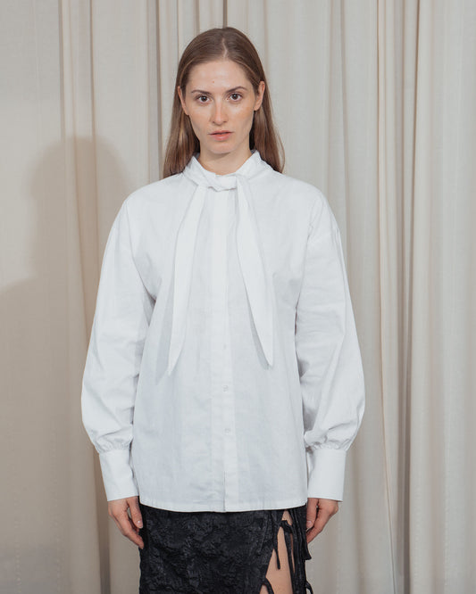 Long collar linen shirt