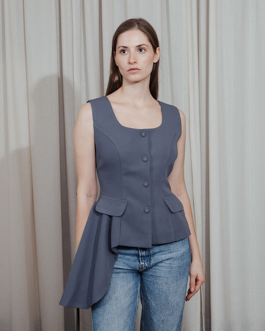 Asymmetric Grey Vest Top