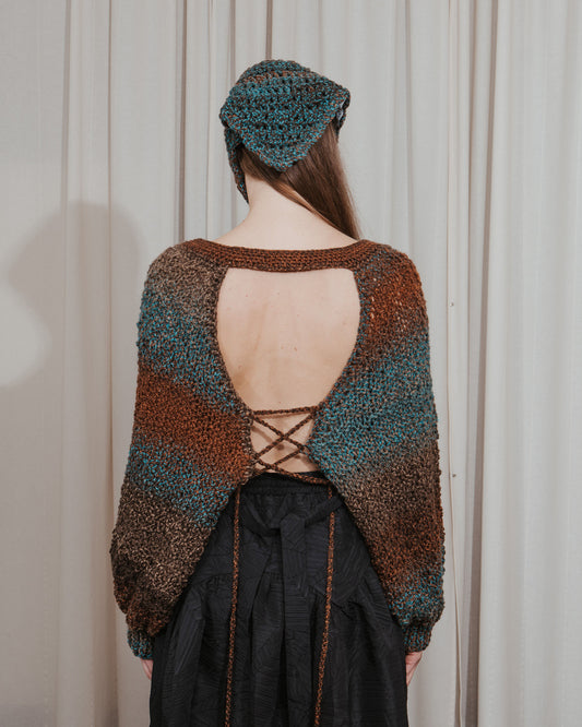 Hand-Crochet Open Back Sweater
