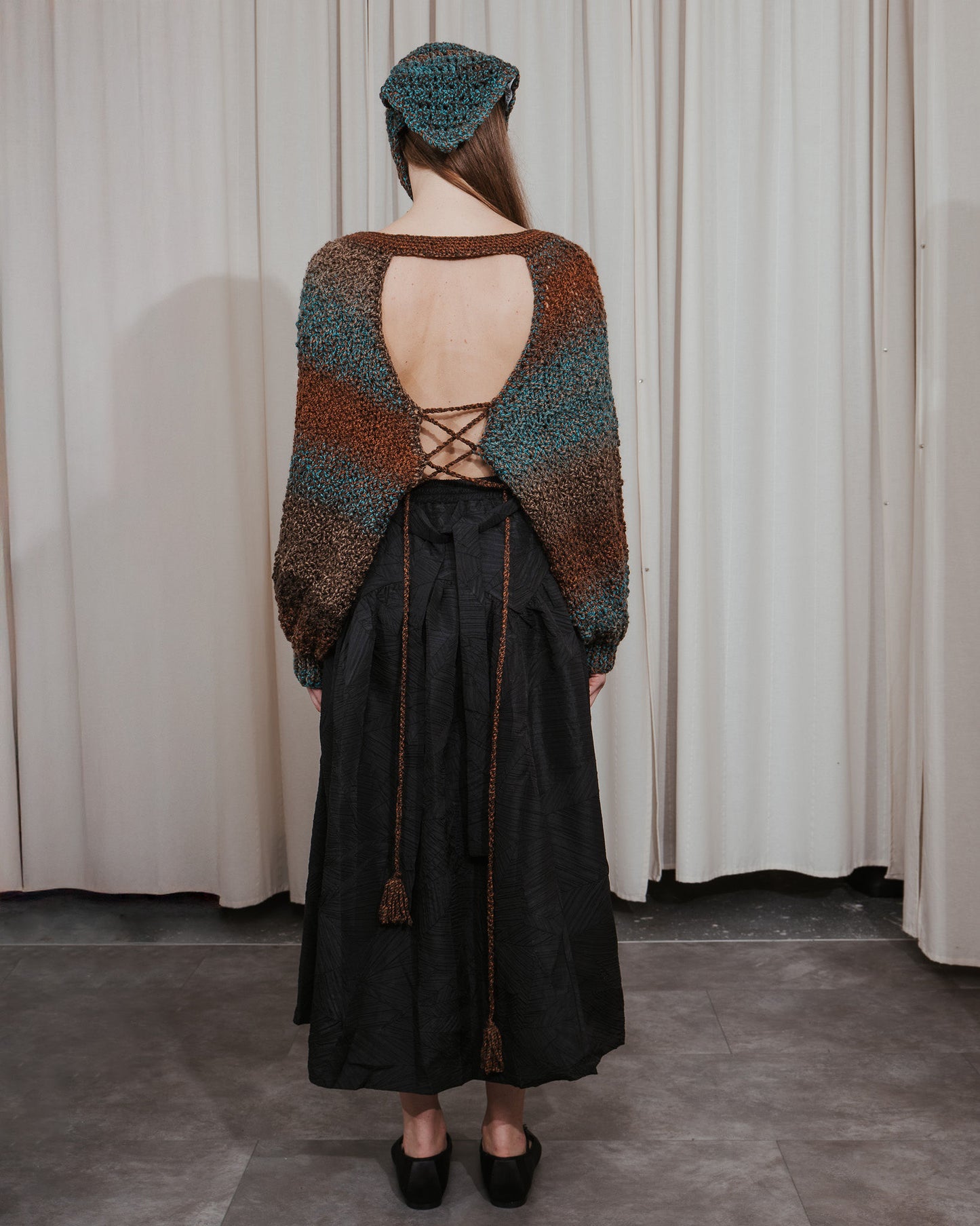 Hand-Crochet Open Back Sweater