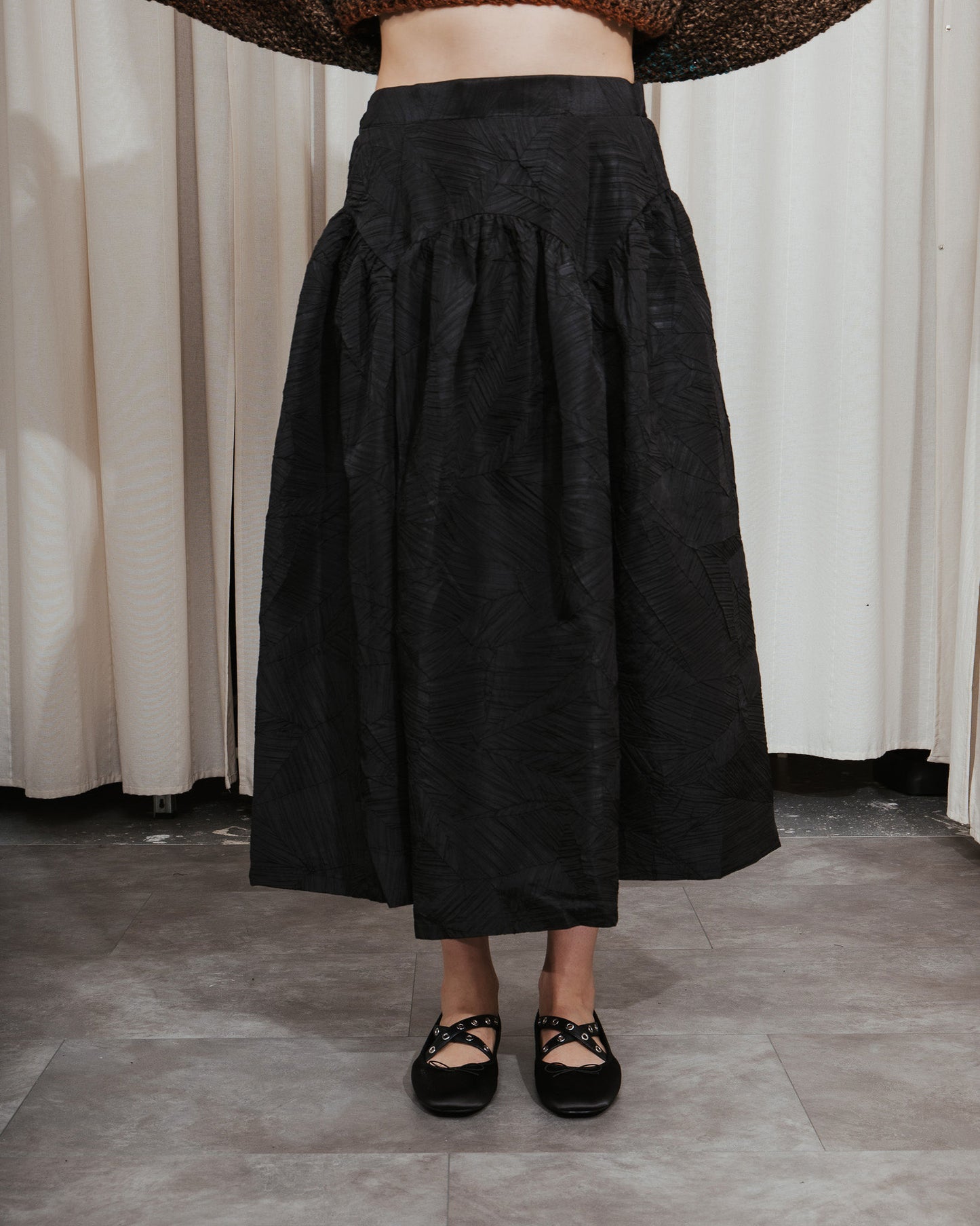 Textured A-line Skirt in black