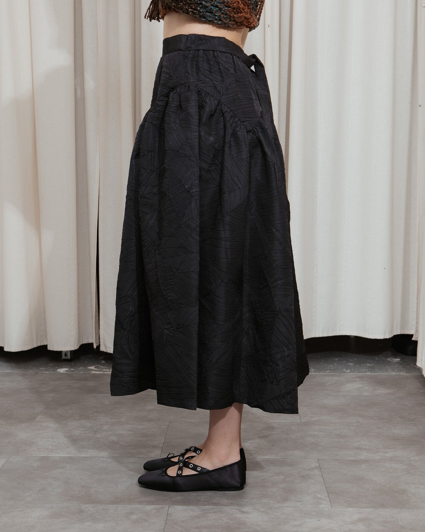 Textured A-line Skirt in black