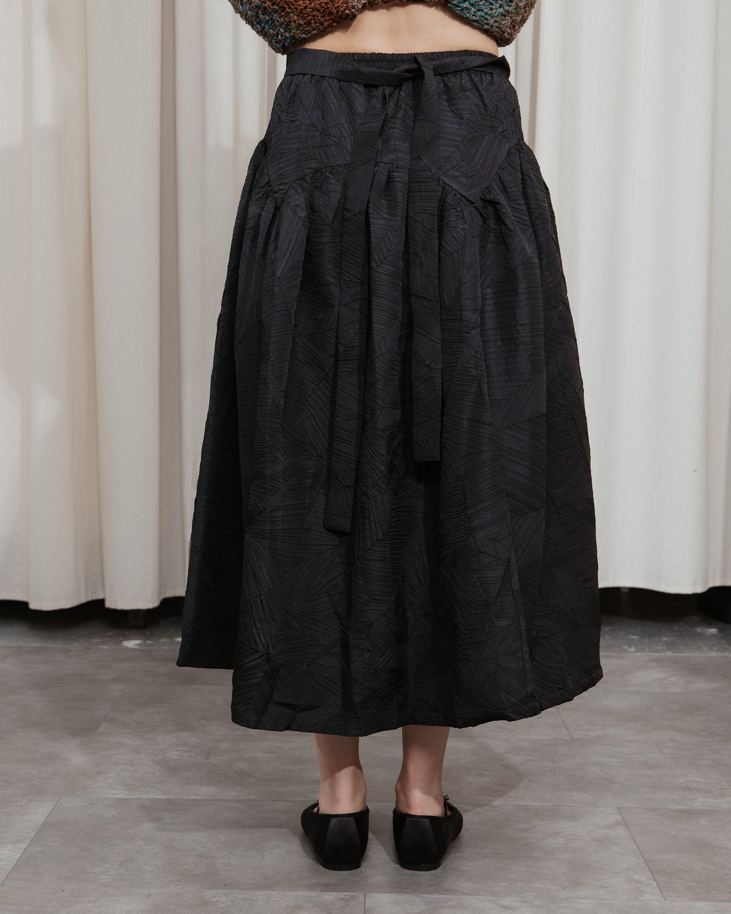 Textured A-line Skirt in black