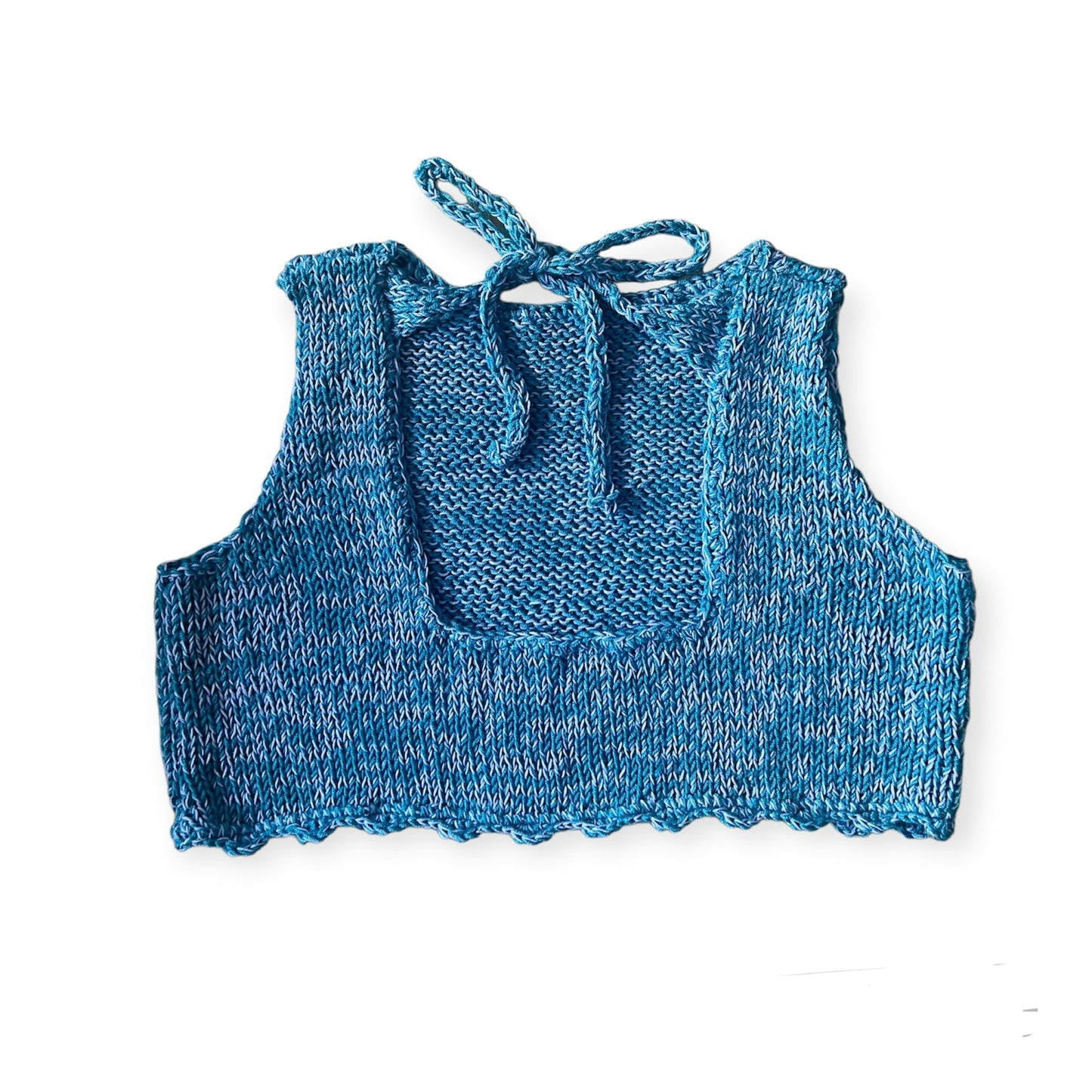 Hand-Crochet Open back top in Blue