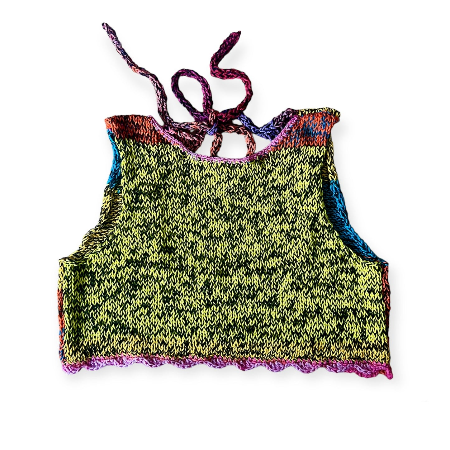 Hand-Crochet Open back top in multicolors