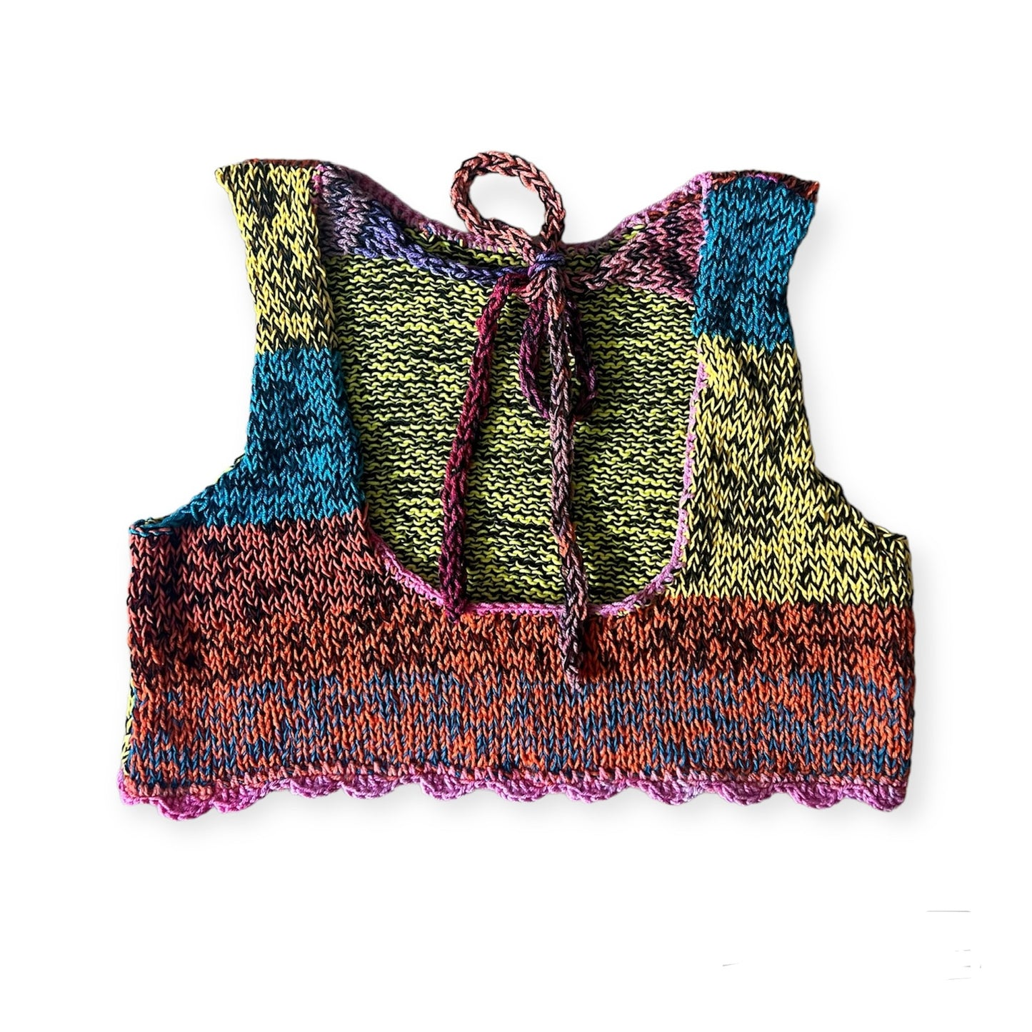 Hand-Crochet Open back top in multicolors