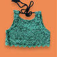 Hand-Crochet Open back top in neon Green/Black