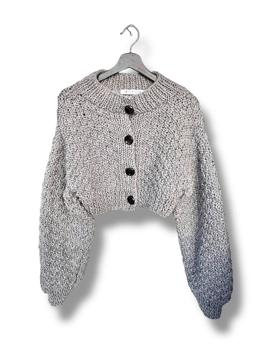 Hand-Knitted Cropped Grey Sweater