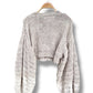 Hand-Knitted  Buttoned  Sweater  in beige