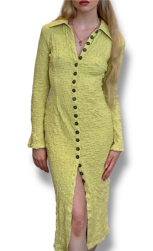 Lime Green Popcorn midi dress